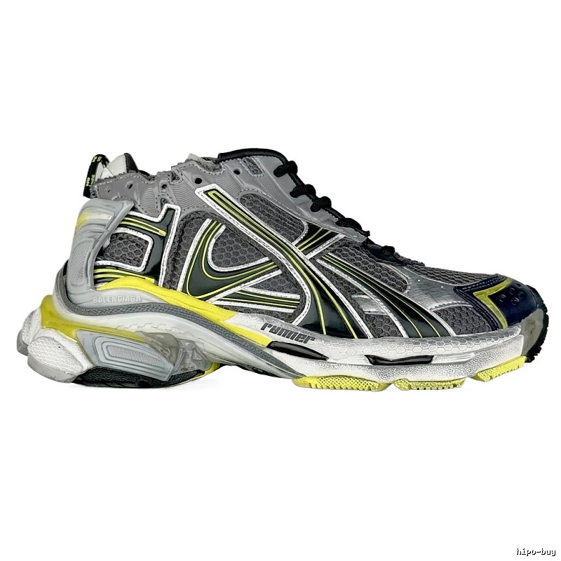 Balenciaga retro-style gray-yellow sports shoes