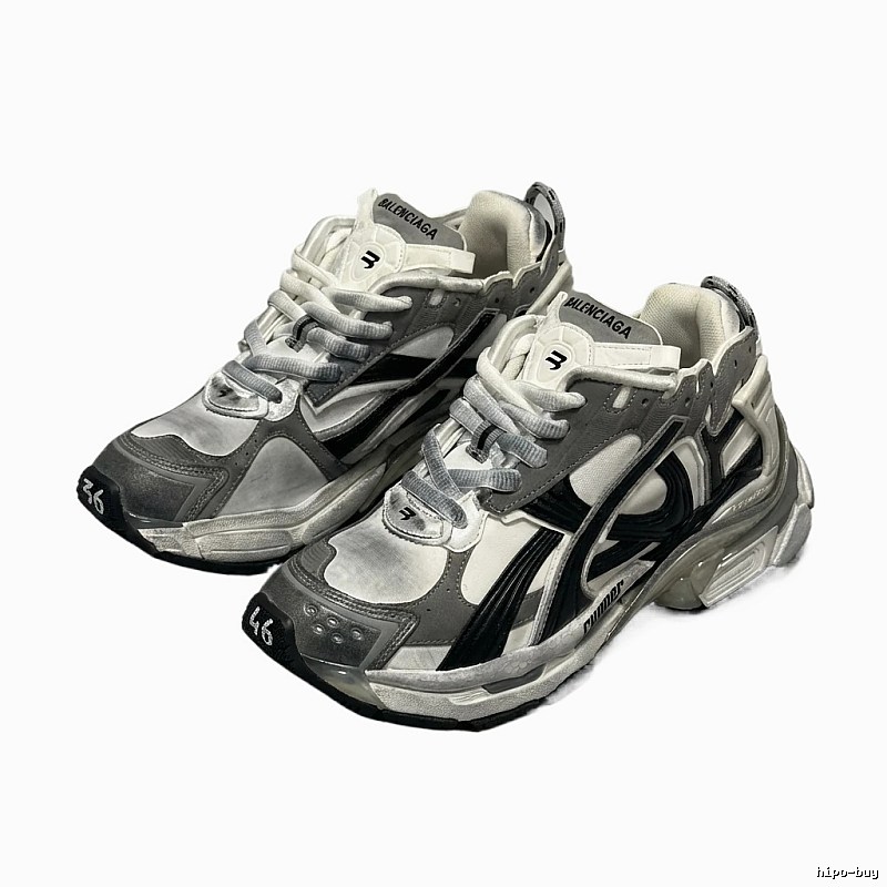 Balenciaga retro-style silver-gray sports shoes
