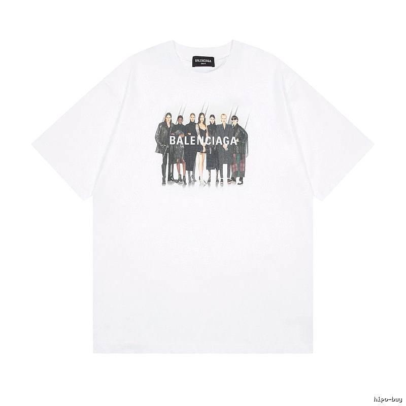 Balenciaga Trendy and Cool Style Portrait Print White T-shirt