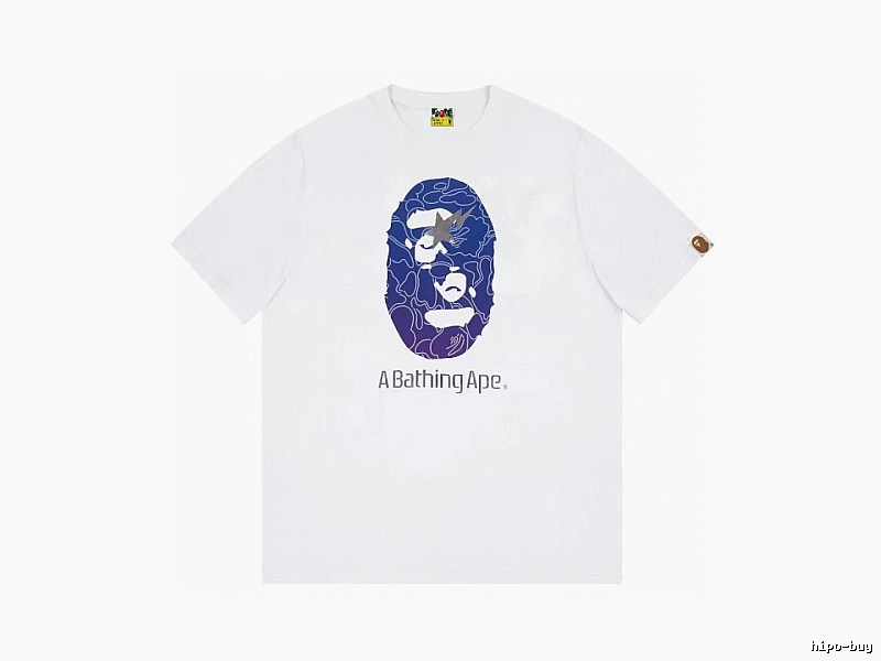 Bape ape face print short-sleeved white T-shirt