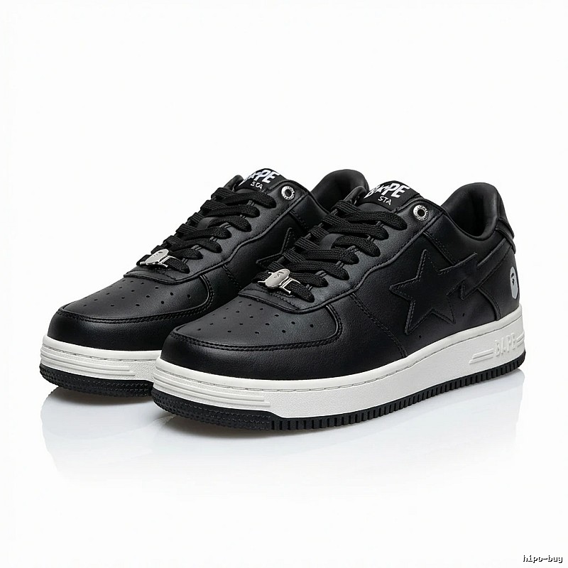Bape black and white trendy sneakers.