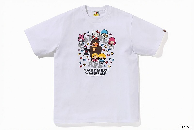 Bape cartoon - printed white T - shirt
