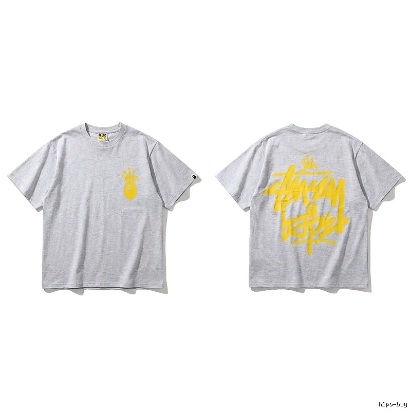 Bape Crown Trendy Brand Light Gray T-shirt