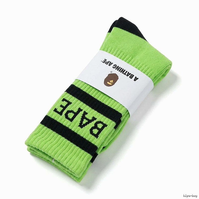 Bape fluorescent green trendy socks