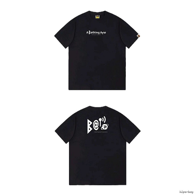 Bape letter - printed short - sleeved black T - shirt