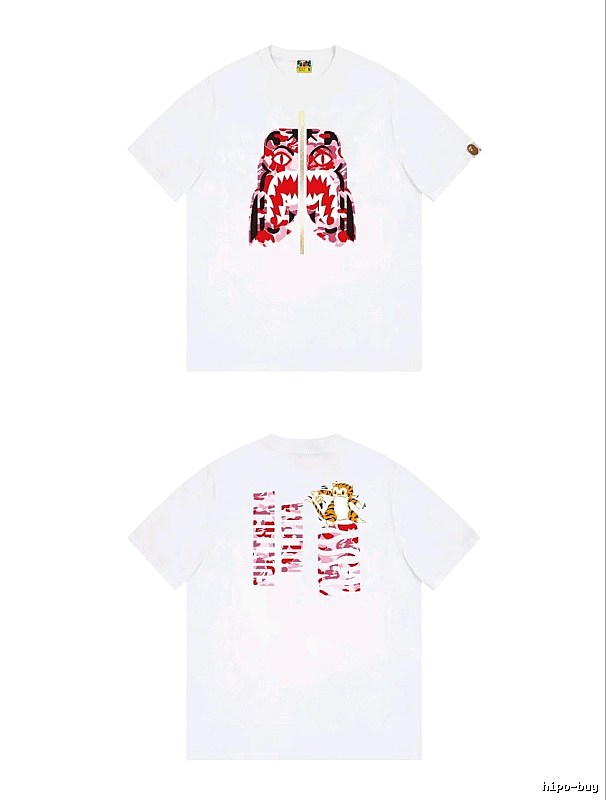 Bape Shark Camouflage Style White T-shirt