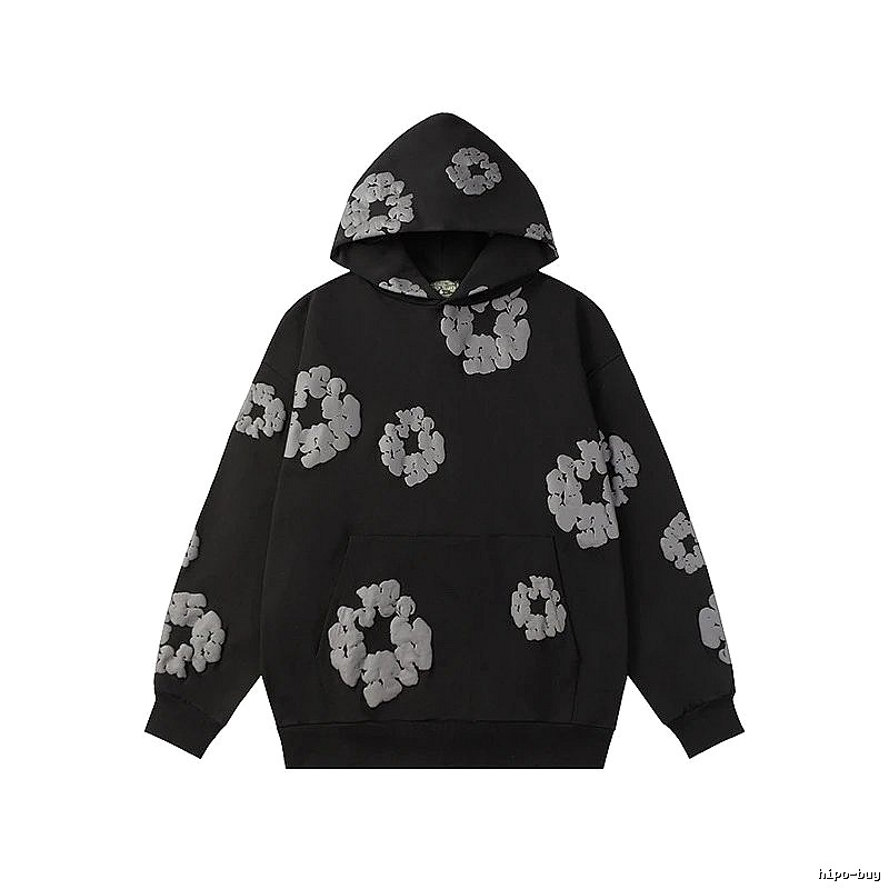 Black Allover Flower Graphic Hoodie