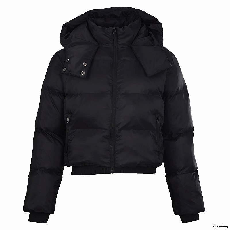 Black Cropped Hooded Puffer Lifestyle Edit