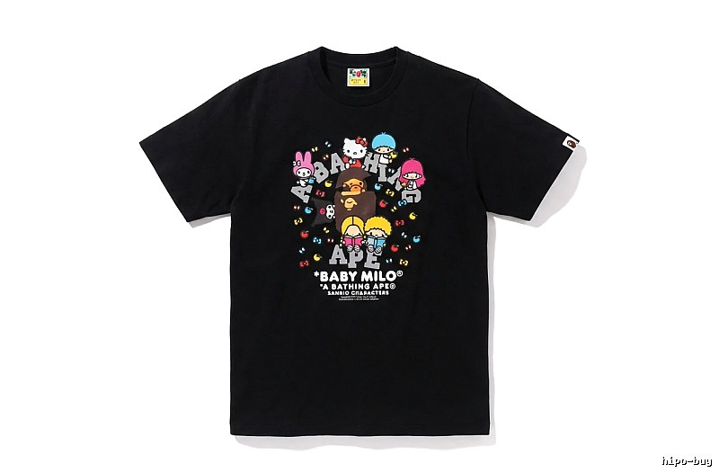 Black T-shirt with Bape cartoon prints