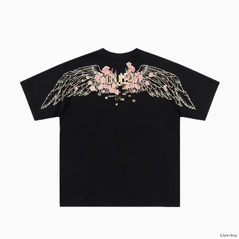BOY Cherry Blossom Wings Streetwear Style Black T-Shirt