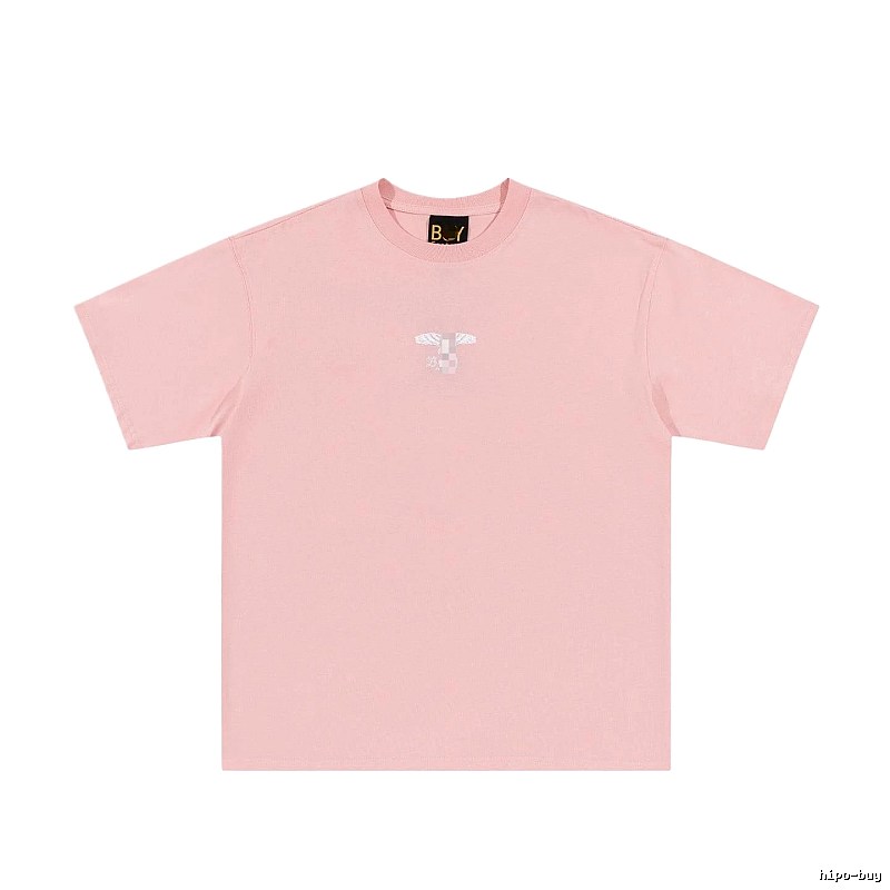BOY Wing Print Street-style Pink Short Sleeve T-Shirt