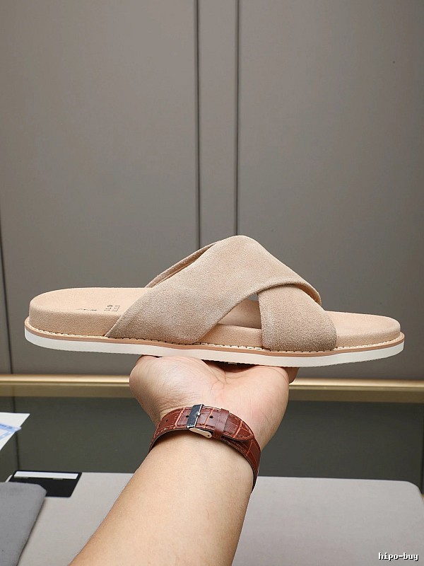 Brunello Cucinelli Casual Style Sand-colored Slide Sandals