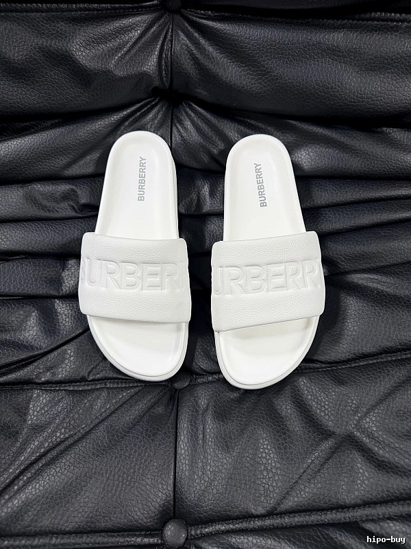 Burberry Embossed Minimalist Style White Slides