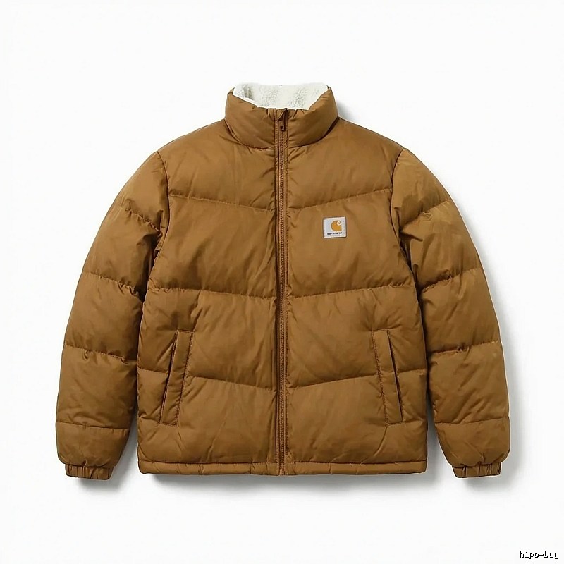 Carhartt workwear style khaki cotton-padded jacket