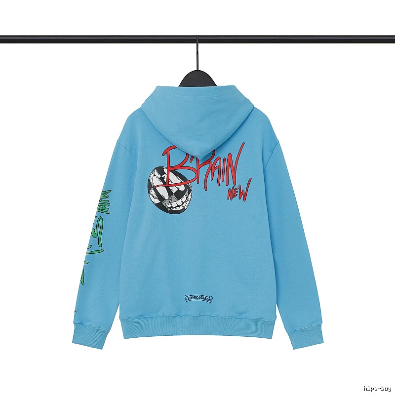 Chrome Hearts 2089-78 Sky Blue Cross Graphic Hoodie Signature Detail
