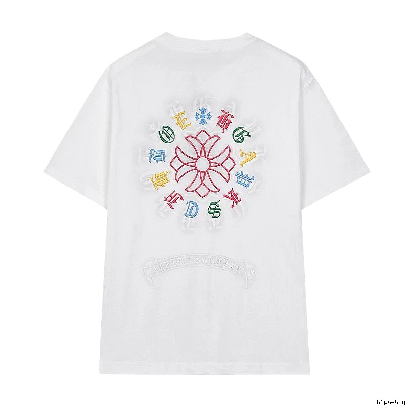 Chrome Hearts Colorful Embroidered Street Style White T-Shirt