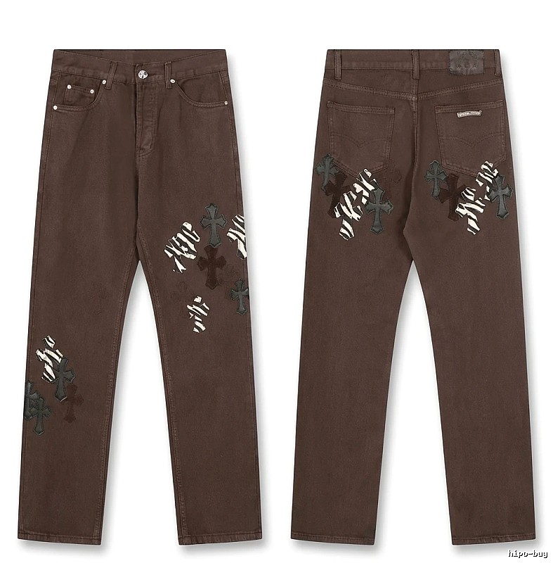 Chrome Hearts Cross Dark Style Brown Pants