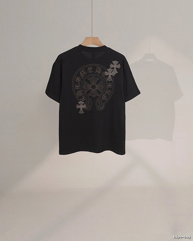 Chrome Hearts Cross Embroidered Street Style Black Short-Sleeve T-Shirt