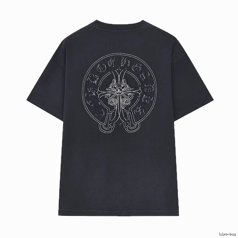 Chrome Hearts Cross Embroidered Street Style Black T-Shirt