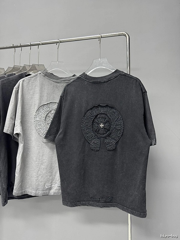 Chrome Hearts Cross-Embroidered Vintage Style Black T-Shirt