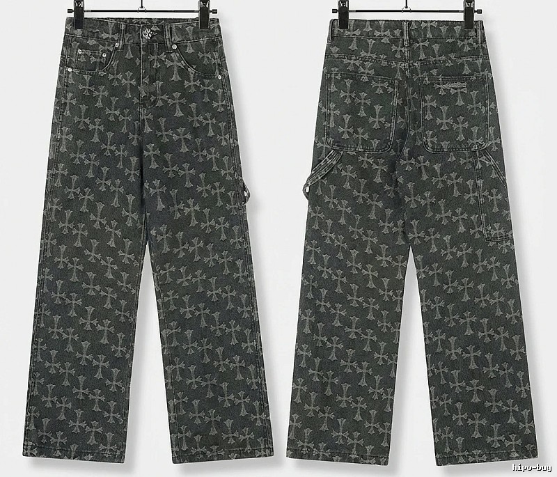 Chrome Hearts cross print black jeans