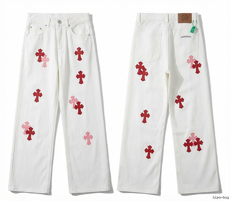 Chrome Hearts Cross Trendy and Cool White Jeans