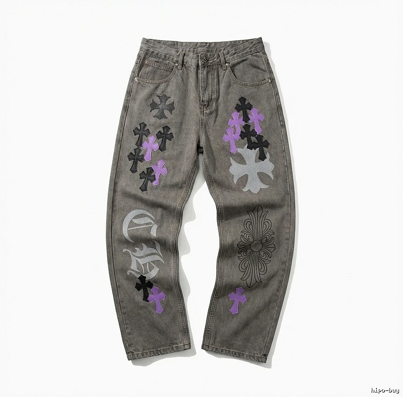 Chrome Hearts Cross Vintage Style Grey Pants