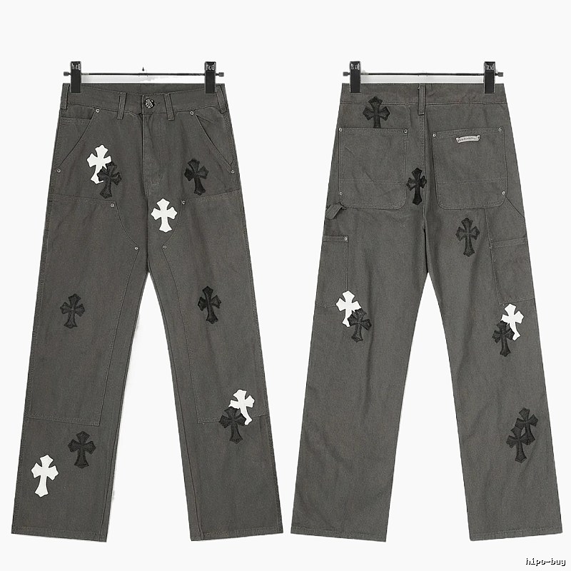 Chrome Hearts Cross Workwear Style Grey Pants