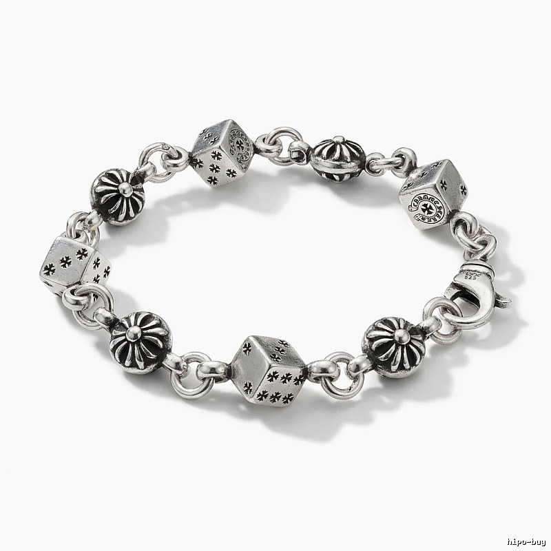 Chrome Hearts Dice Retro Style Silver Bracelet