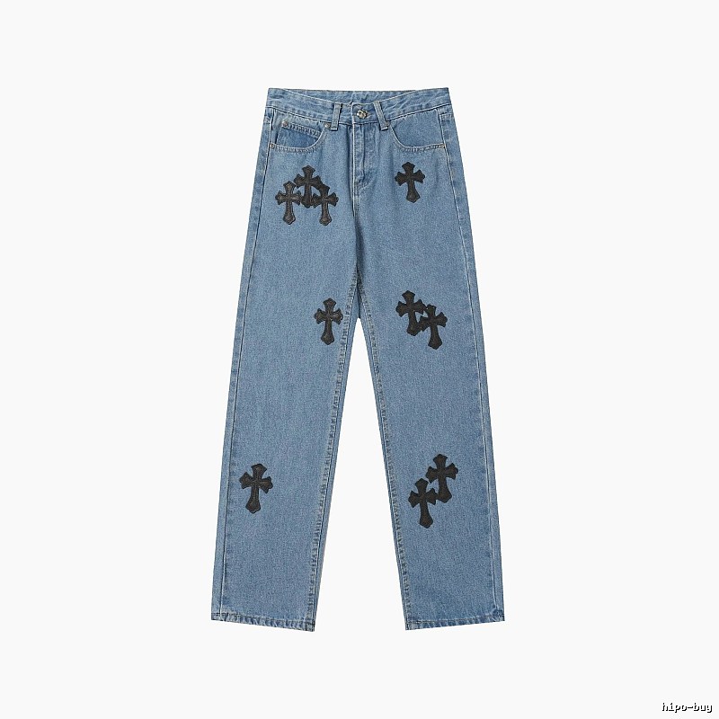 Chrome Hearts Easy Match Graphic jeans Light Denim Jeans for Leisure Wear