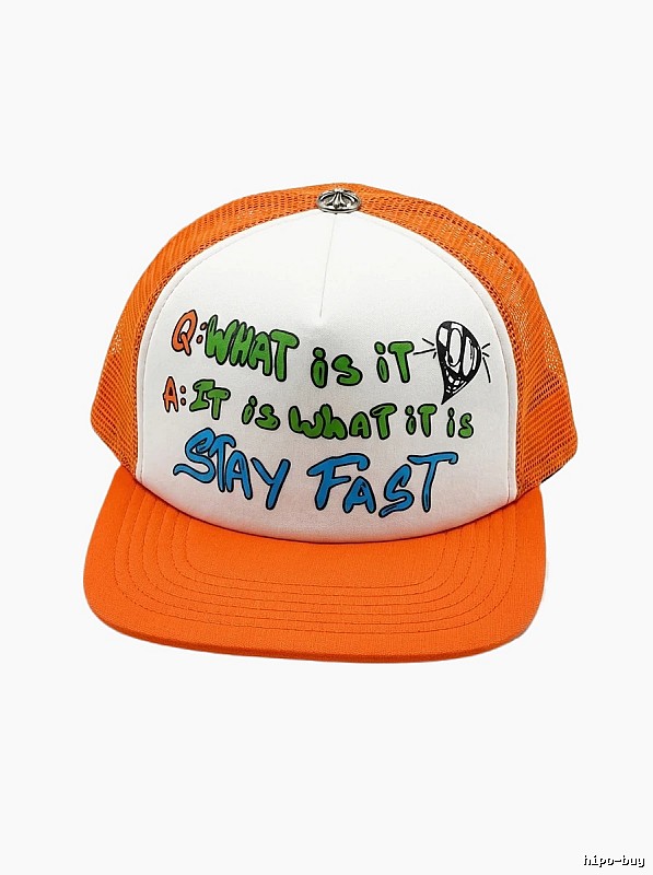Chrome Hearts Graffiti-style Orange and White Hat