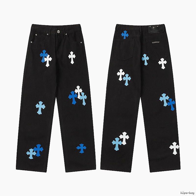 Chrome Hearts Logo Detail Graphic jeans Light Denim Jeans with Functional Detail