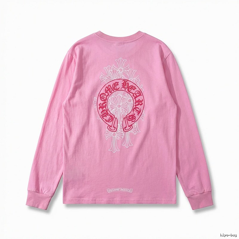 Chrome Hearts Printed Fashionable Pink Long-sleeved Shirt
