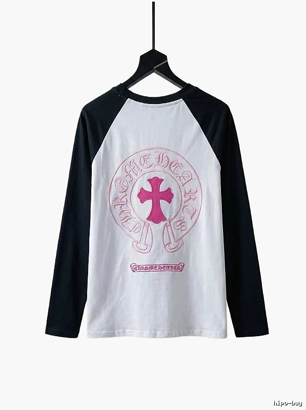 Chrome Hearts religious style pink and white spliced shirt