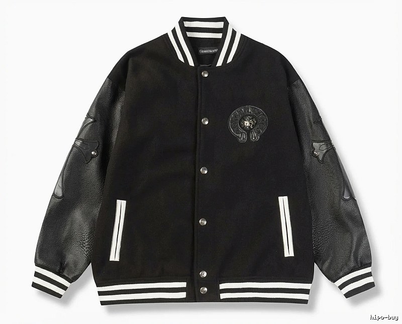 Chrome Hearts retro-style black baseball uniform.