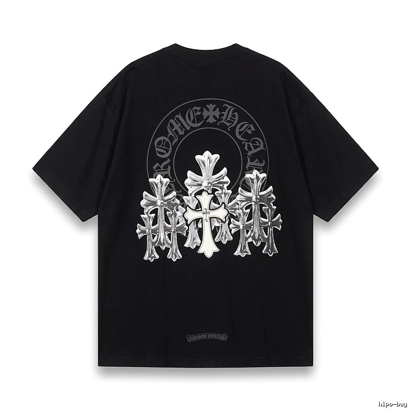 Chrome Hearts Silver Cross Black T - Shirt