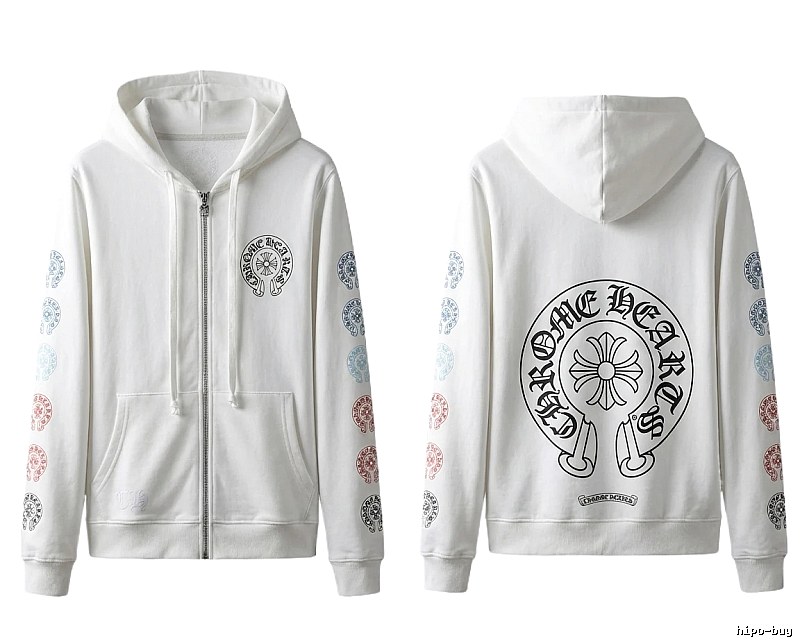 Chrome Hearts White Hoodie with Horseshoe Print Style
