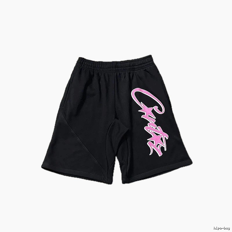 Corteiz graffiti-style black shorts