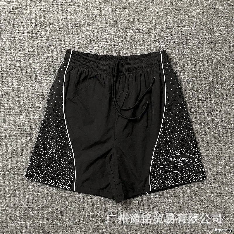 Corteiz Hot-fix Rhinestone Street Style Black Shorts