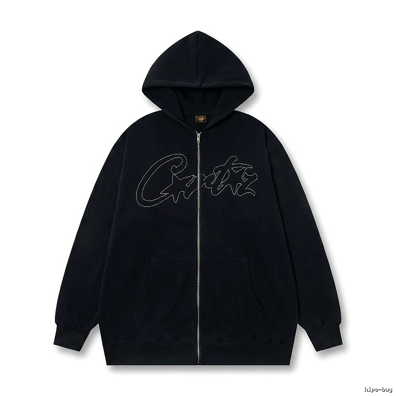 Corteiz minimalist style black hoodie