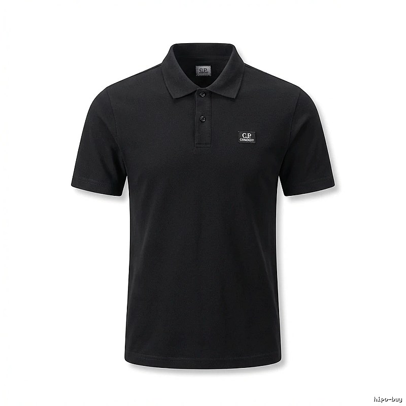 C.P. Simple Style Black Polo Shirt
