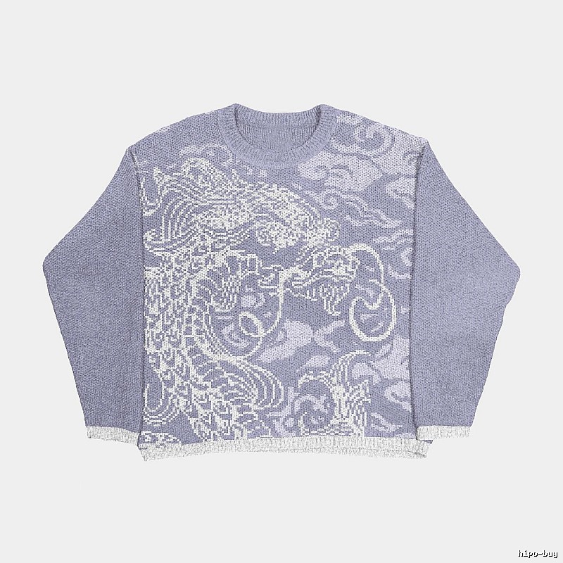 Daily Anime graphic sweater Black Knit Top with Visual Detail