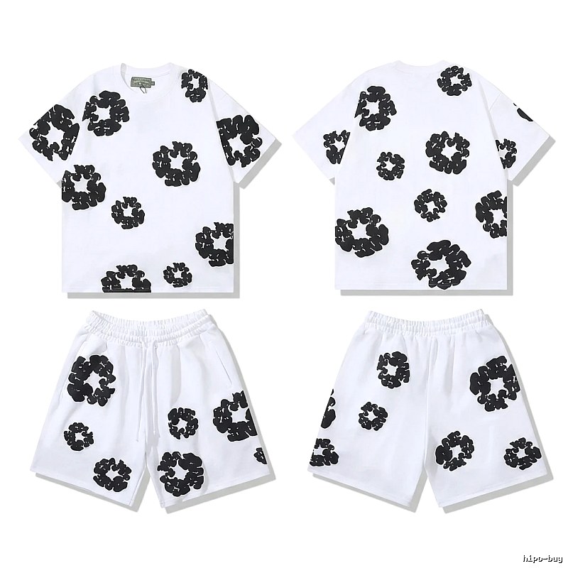 DENIM TEARS Black and White Printed Trendy Brand Set
