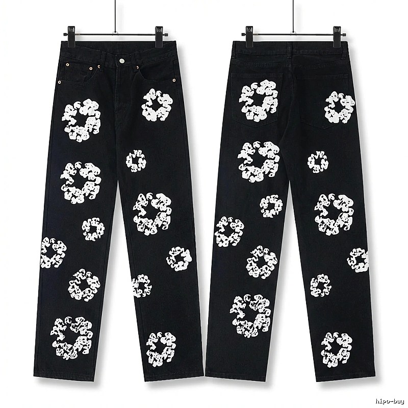 DENIM TEARS Printed Retro-Style Black Pants