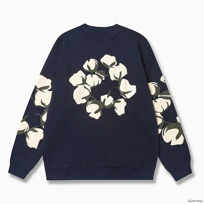 DENIM TEARS Retro Style Navy Blue Sweatshirt