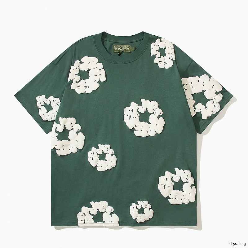 DENIM TEARS Three-dimensional Flower Dark Green T-shirt