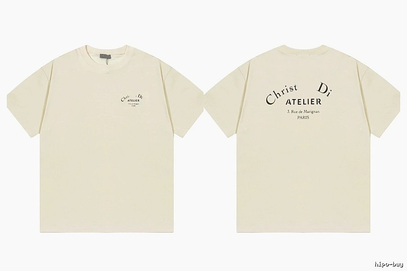 Dior Atelier Minimalist Style Beige Short-sleeve T-shirt