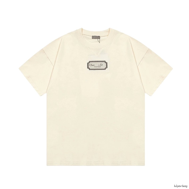 Dior Couture Minimalist Style Off-White Short-sleeve T-shirt