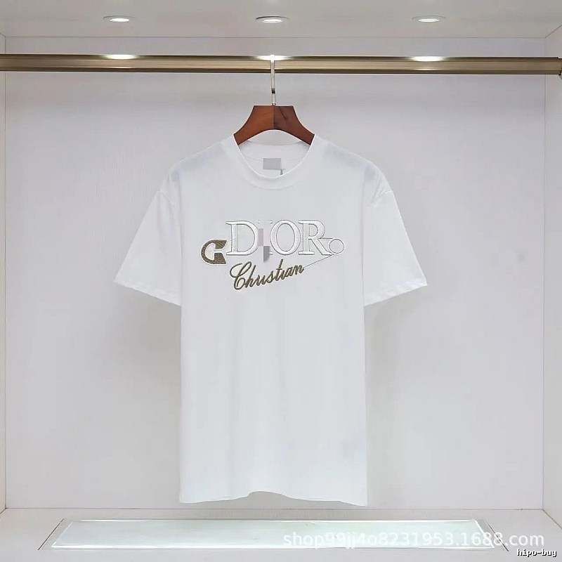 Dior Embroidered Light Luxury Style White Short-sleeve T-shirt
