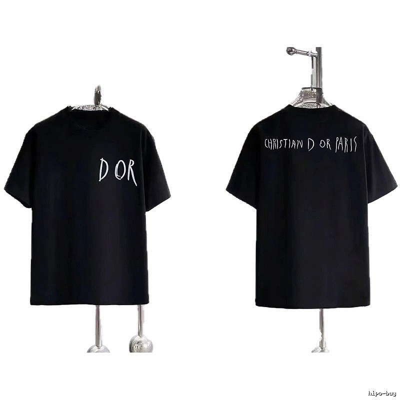 Dior Hand-painted Graffiti Minimalist Style Black T-shirt